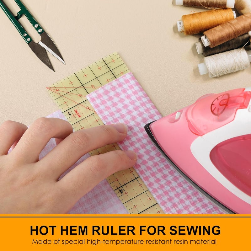 MYLbeter Hot Hem Ruler, 10x2.5inch Rectangular Ironing Ruler, Heat Resistant, Non-Slip, Sewing Tools for Quilting, Patchwork, DIY Craft Supplies - Image 2